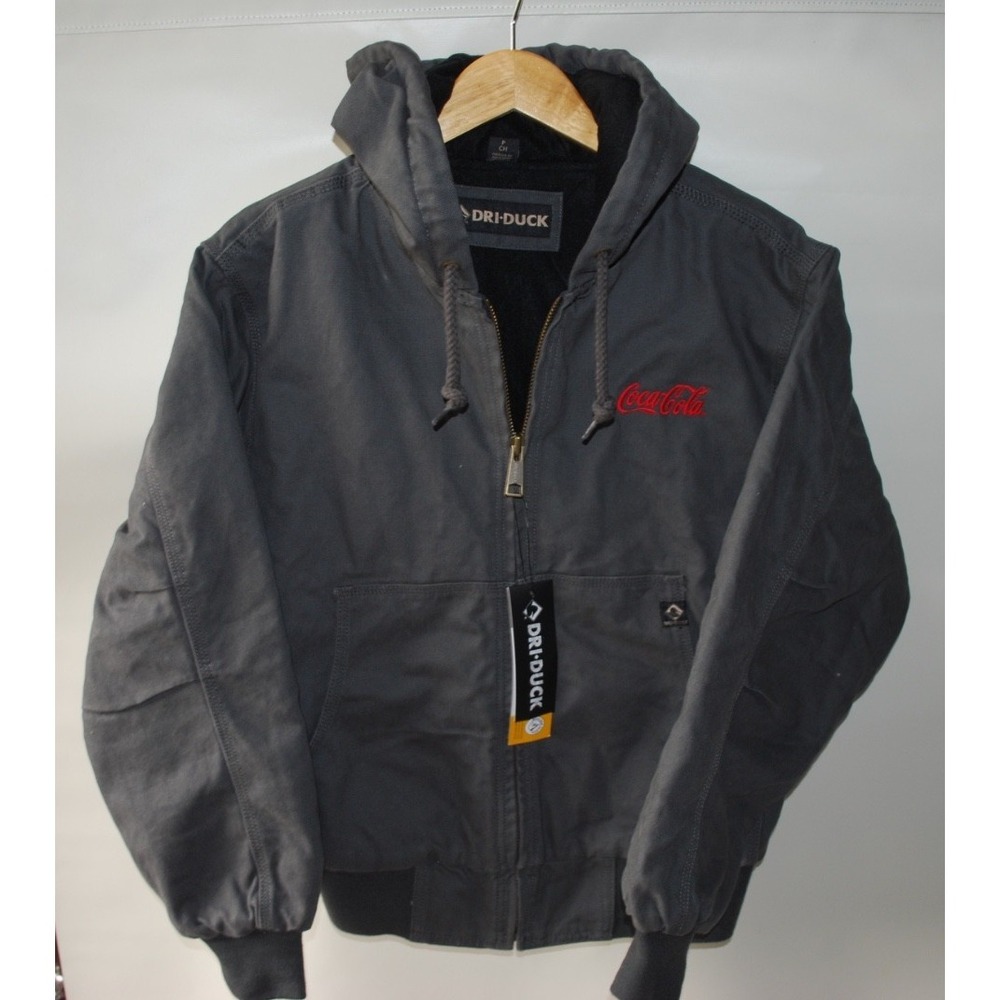 DRI DUCK Laramie Canvas Work Jacket Small Gray – New, Coca‑Cola Embroidered